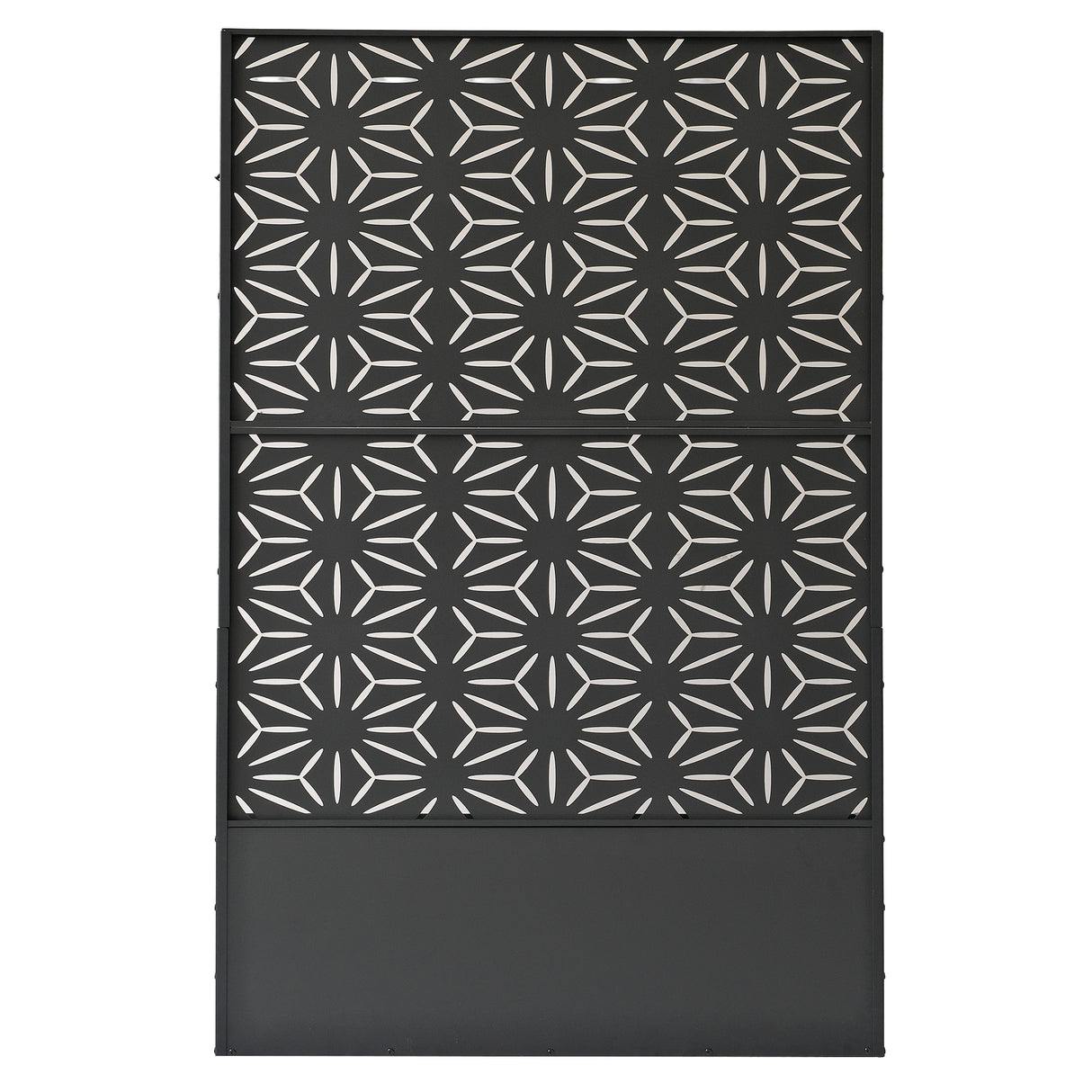 6 ft. X 4 ft. Black Freestanding Metal Privacy Screen Room Divider with Flower Box