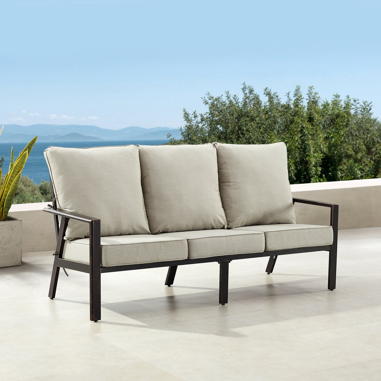 Black Aluminum Deep Seating Sofa with Cushion with Cushions - Sharicks