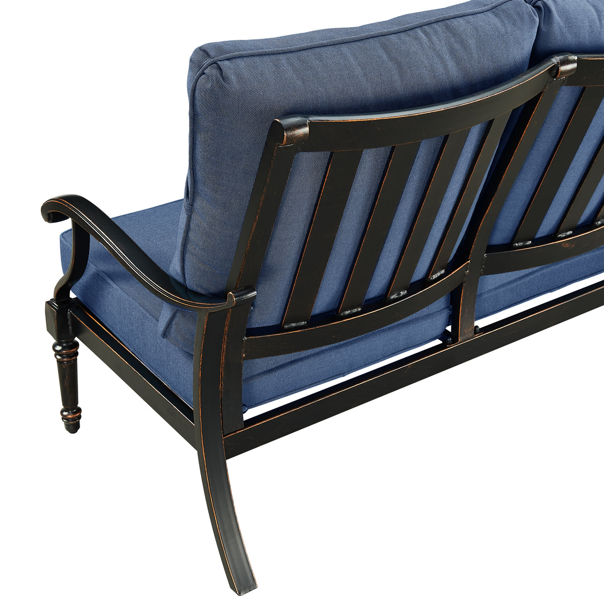 Black Aluminum Deep Seating Loveseat with Cushions - Sharicks