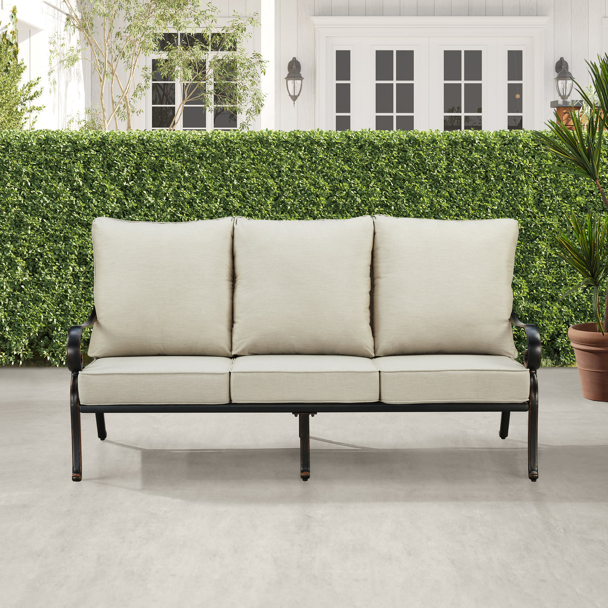 Black Aluminum Deep Seating Sofa with Cushions - Sharicks