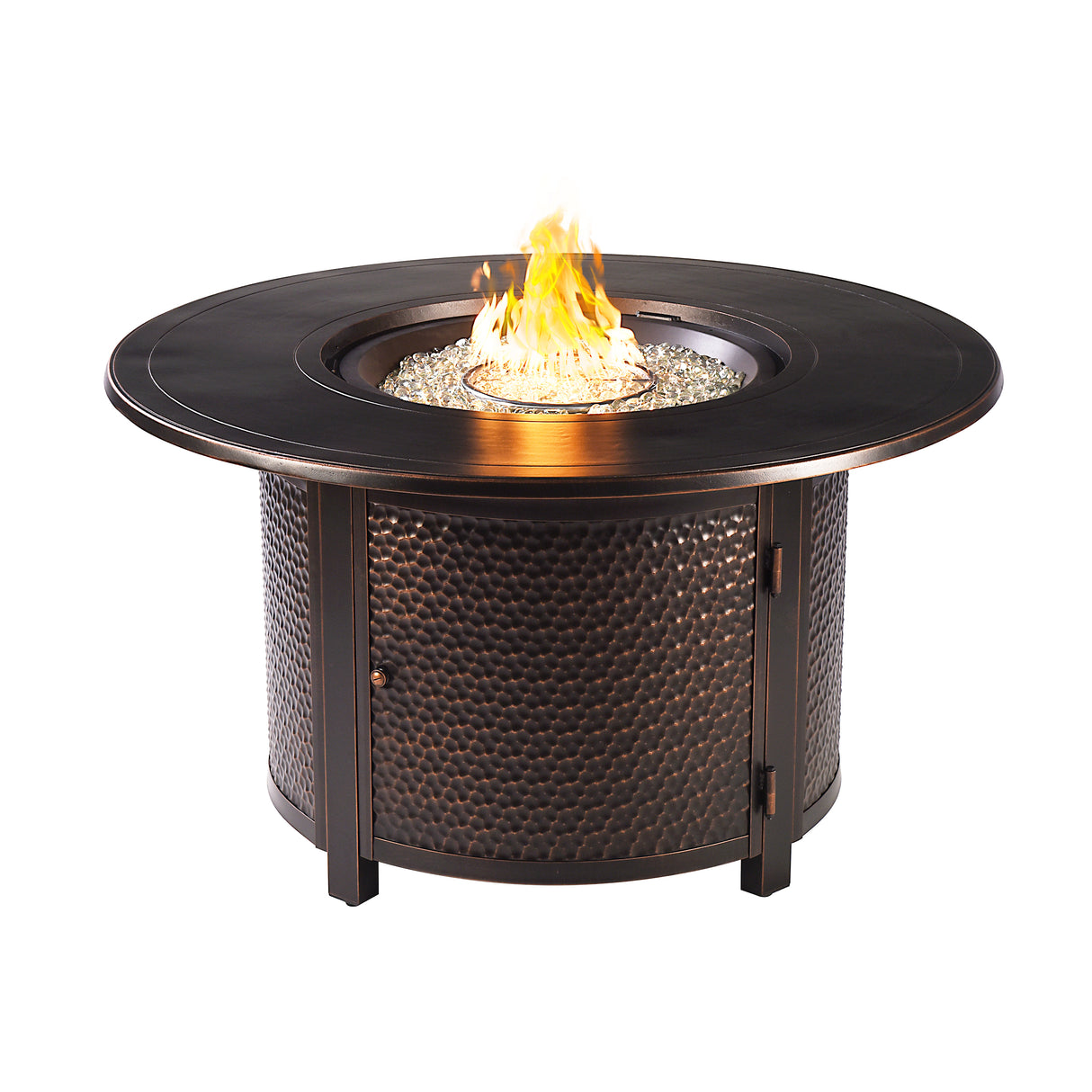 Black Aluminum Fire Table Set with Four Deep Seating Loveseat with Cushions - Sharicks