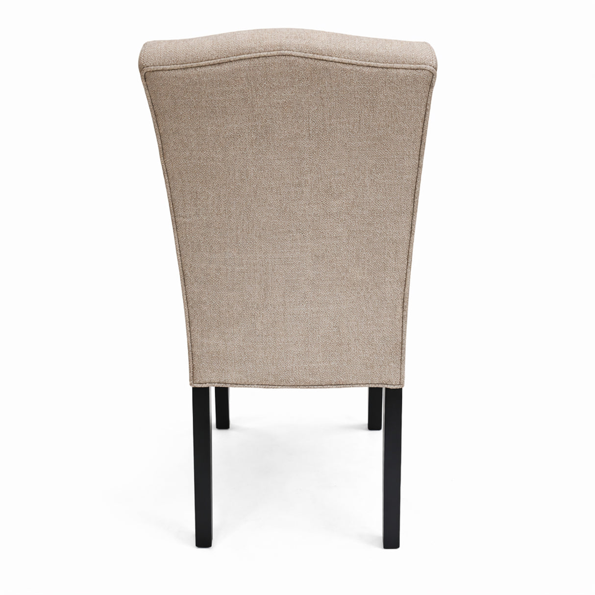 Modern Dining Chairs, Set of 2, Black Finish with Sand Beige Polyester Upholstered Seats Solid Rubberwood