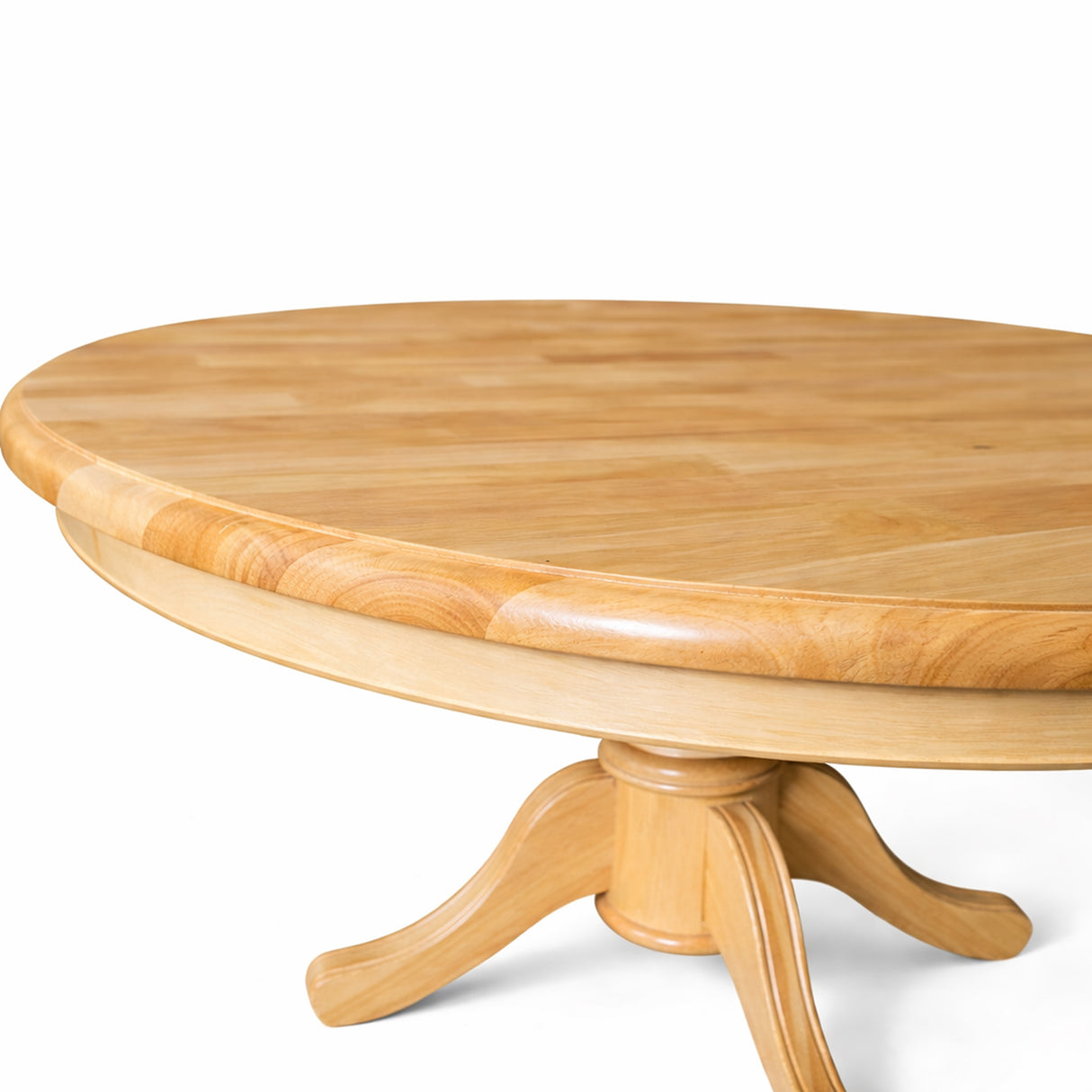 Modern 47 Inch Round Dining Table, Natural Wood Finish Solid Rubberwood