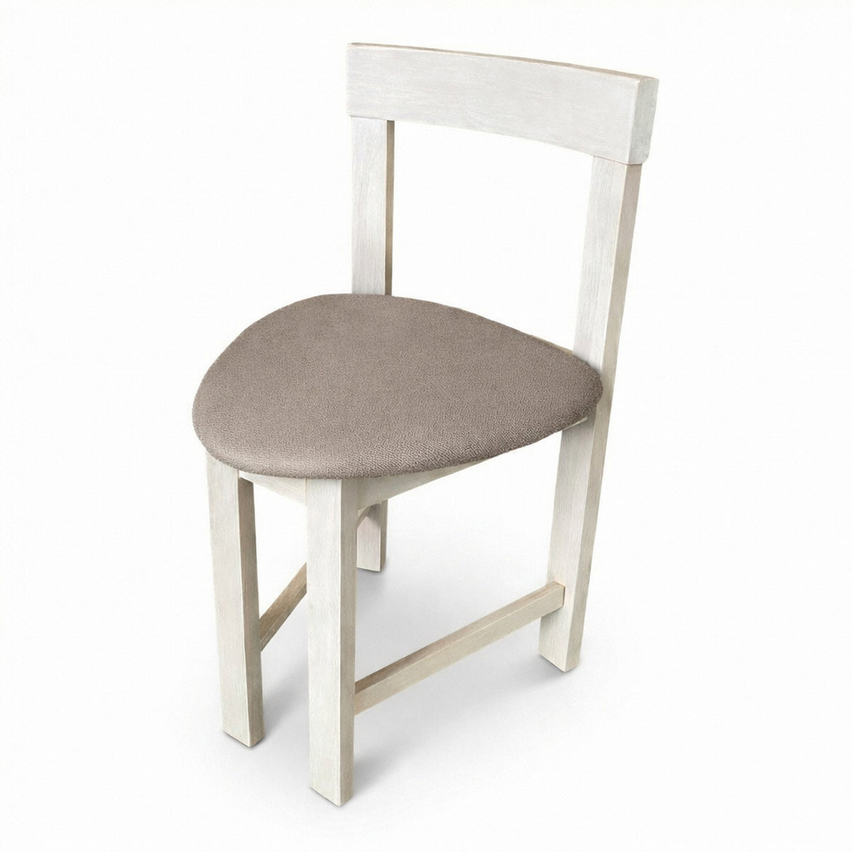 Modern 5-Piece 40.5 Inch Round Dining Set, White Wash Finish with Oat Polyester Upholstered Chairs, Solid Rubberwood