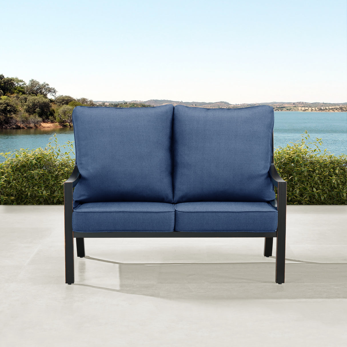 Black Aluminum Deep Seating Loveseat with Cushions - Sharicks