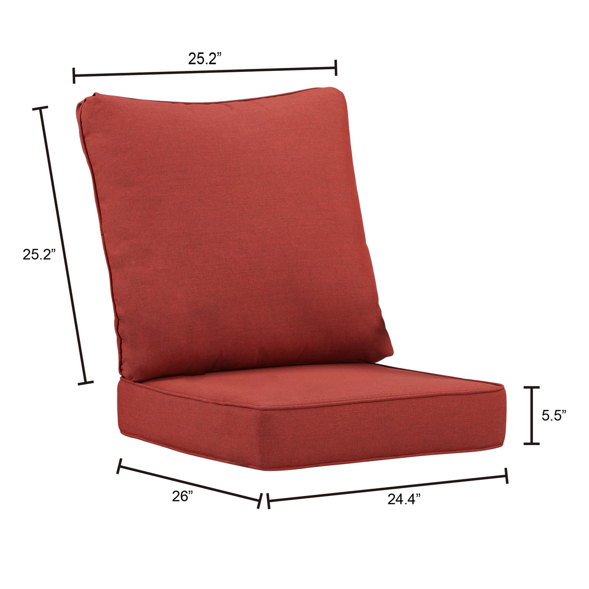 26 x 24 Outdoor Patio Deep Seating Cushion Set in Red with Ties - Sharicks