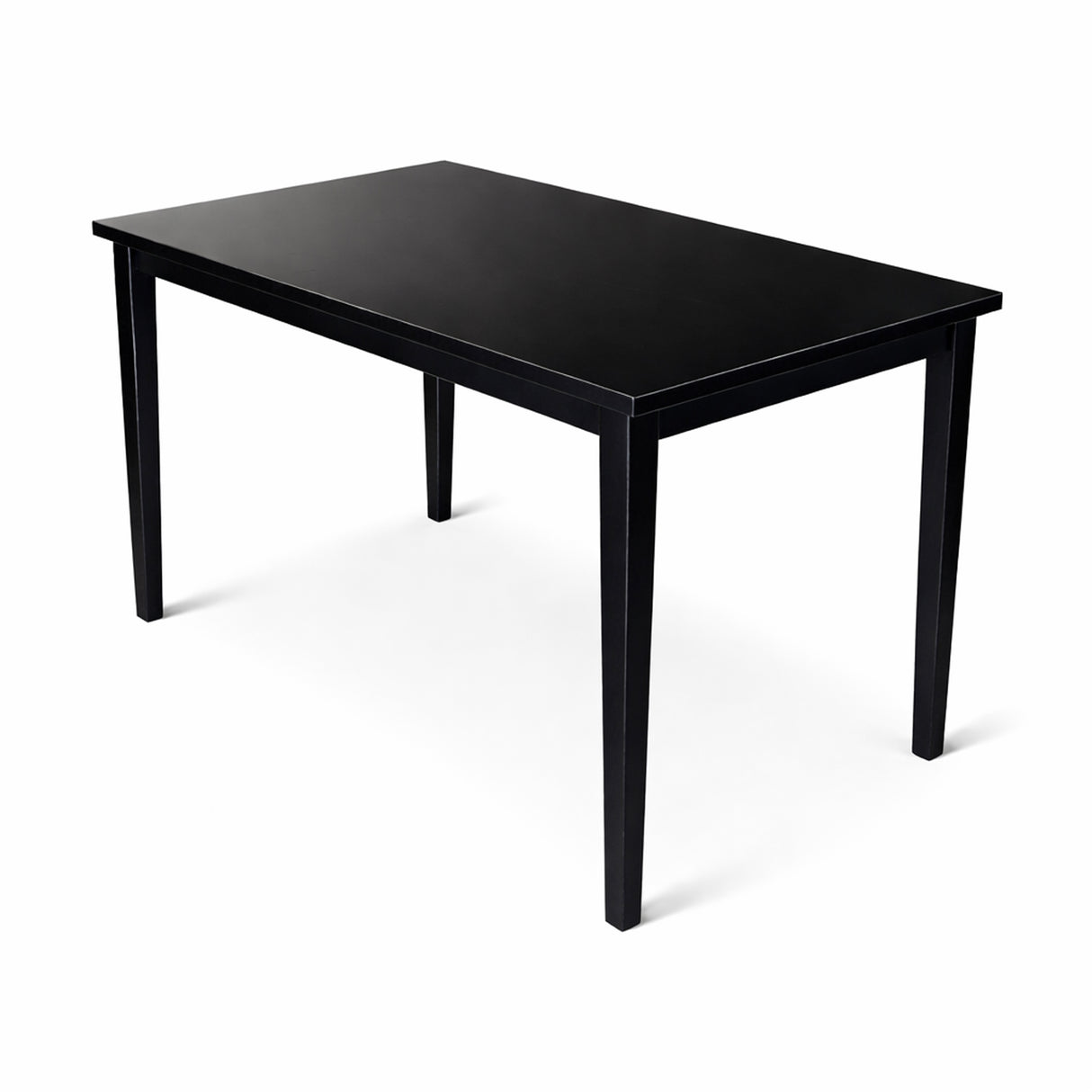 Modern 43.3 Inch Rectangular Dining Table, Black Finish Solid Rubberwood