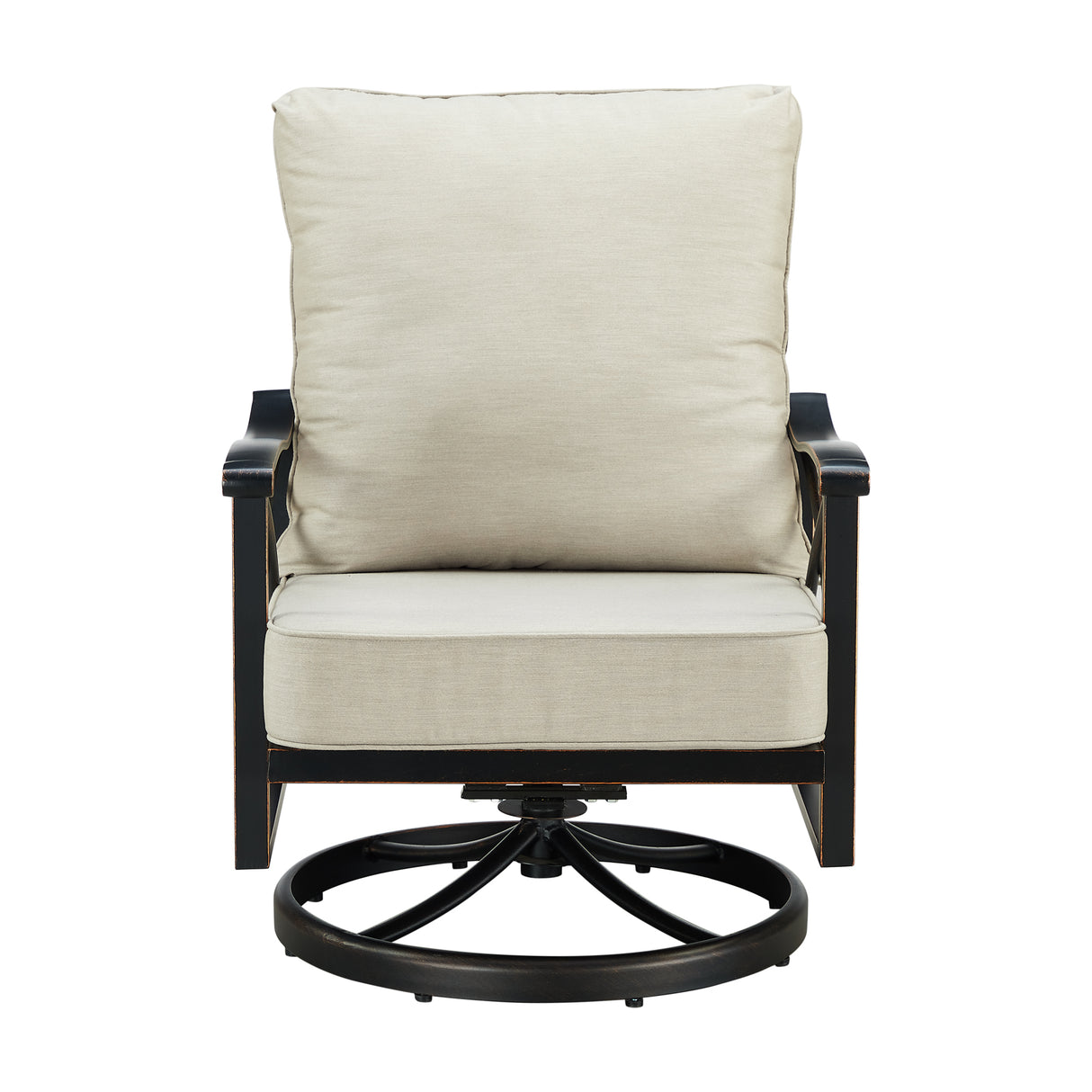 Pair of Black Aluminum Deep Seating Swivel Rocker Club Chairs with Cushions - Sharicks