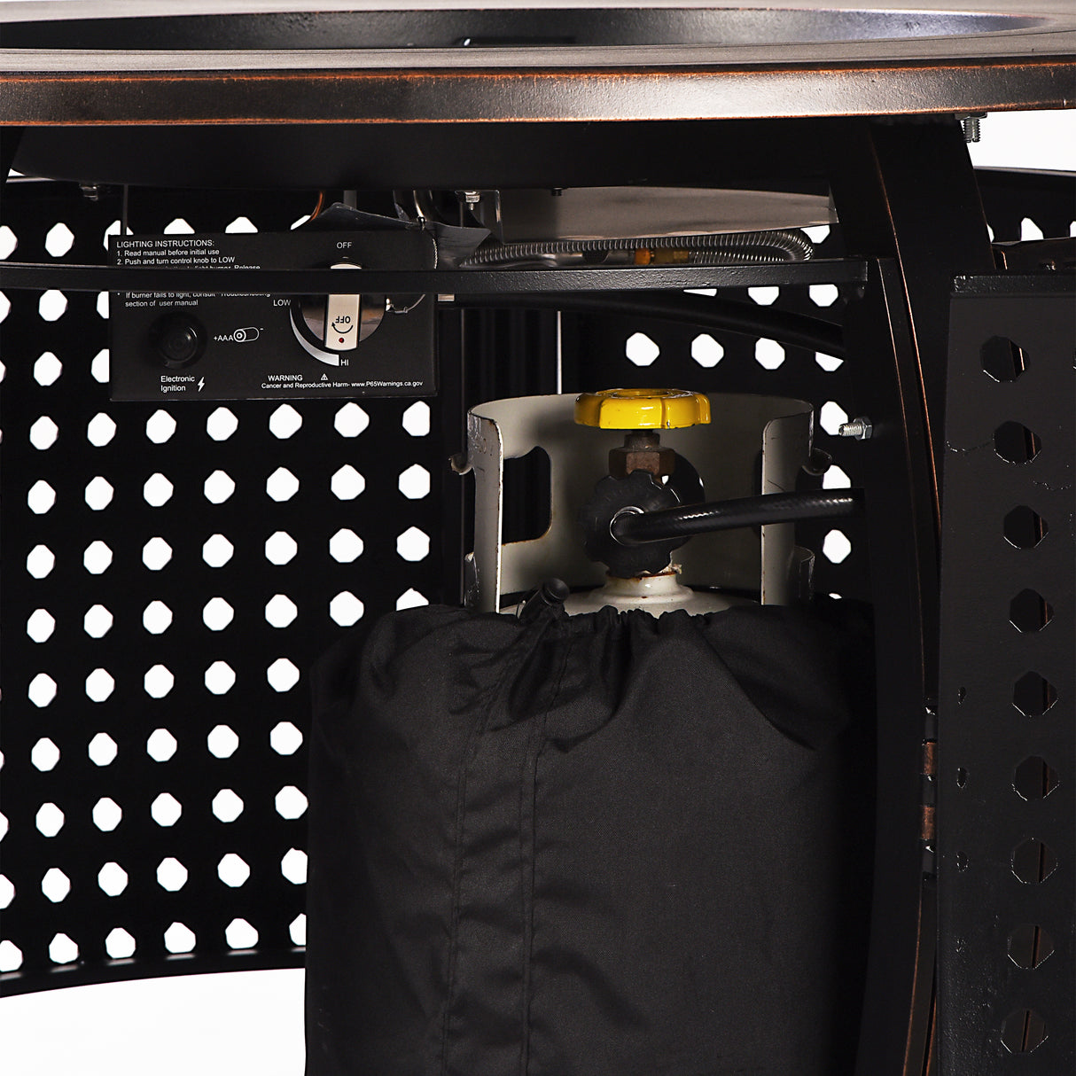 Black Aluminum Fire Table Set with Four Club Chairs - Sharicks