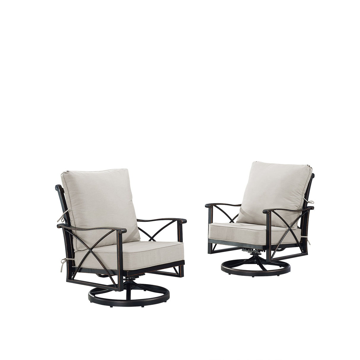Pair of Black Aluminum Deep Seating Swivel Rocker Club Chairs with Cushions - Sharicks