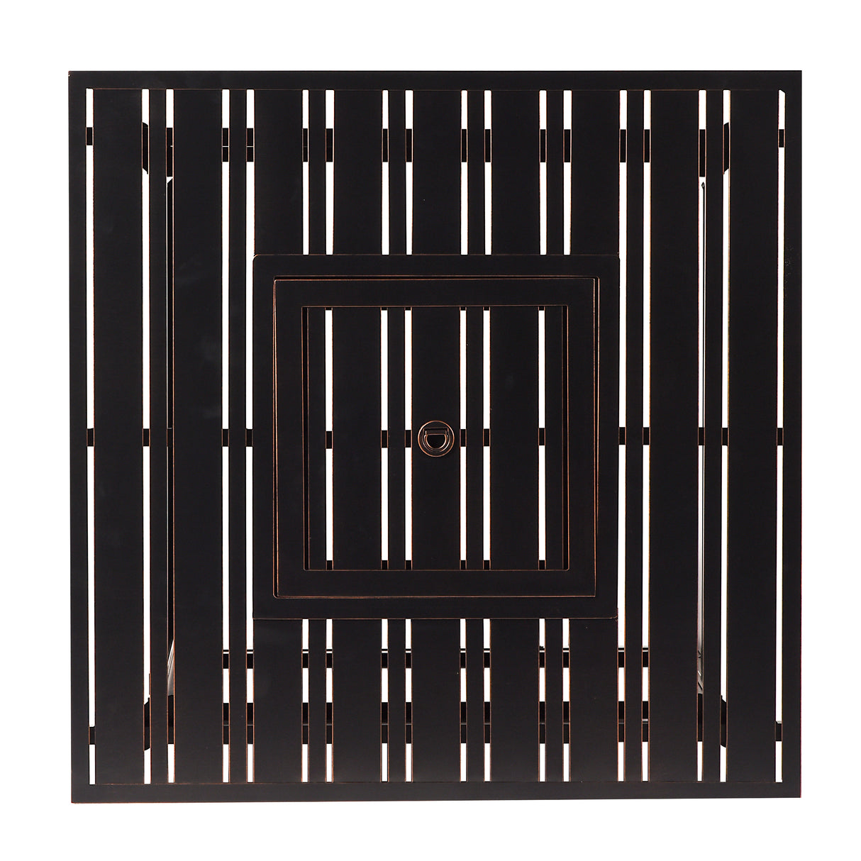 Black Aluminum Fire Table Bistro Set with Two Club Chairs - Sharicks