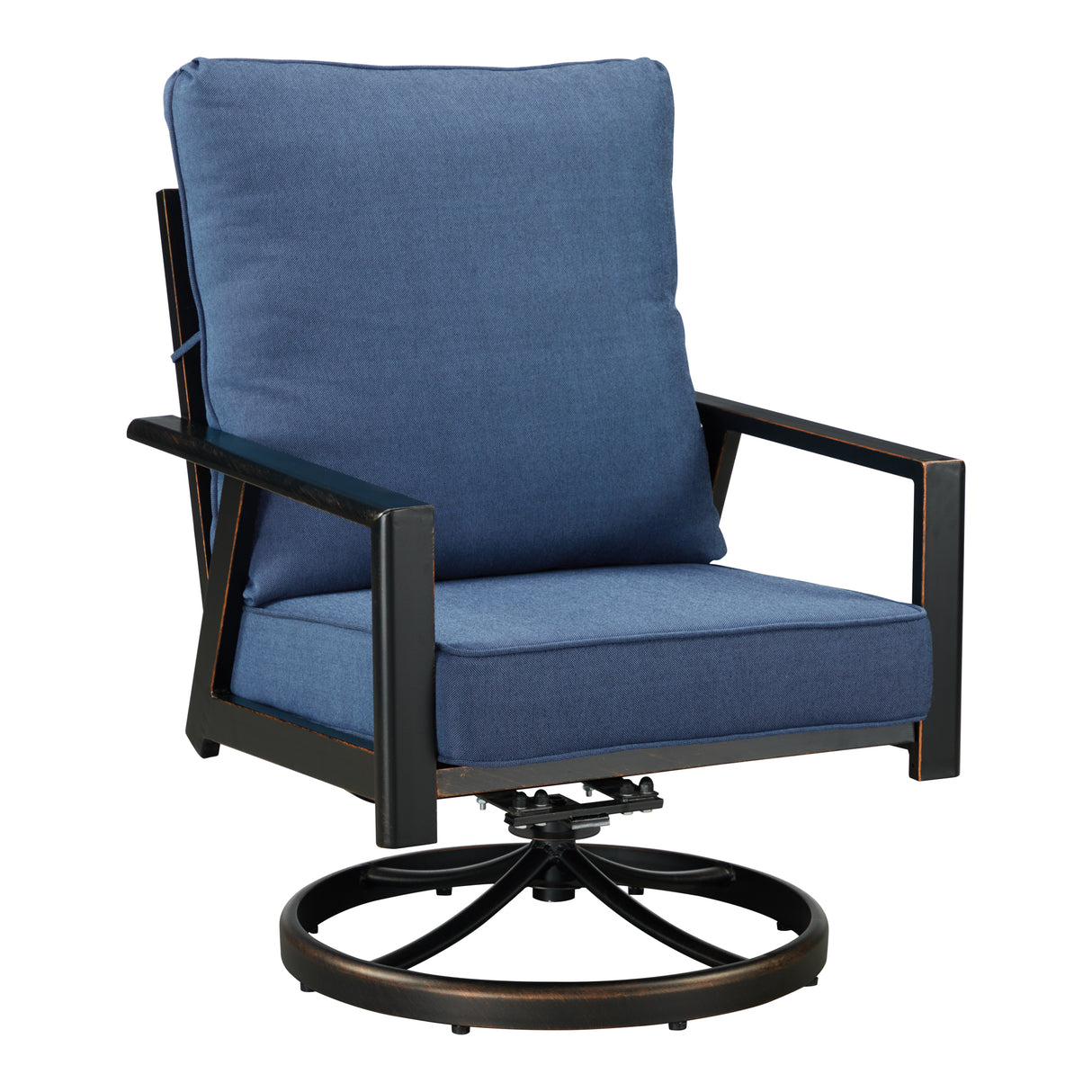 Pair of Black Aluminum Deep Seating Swivel Rocker Club Chairs with Cushions - Sharicks