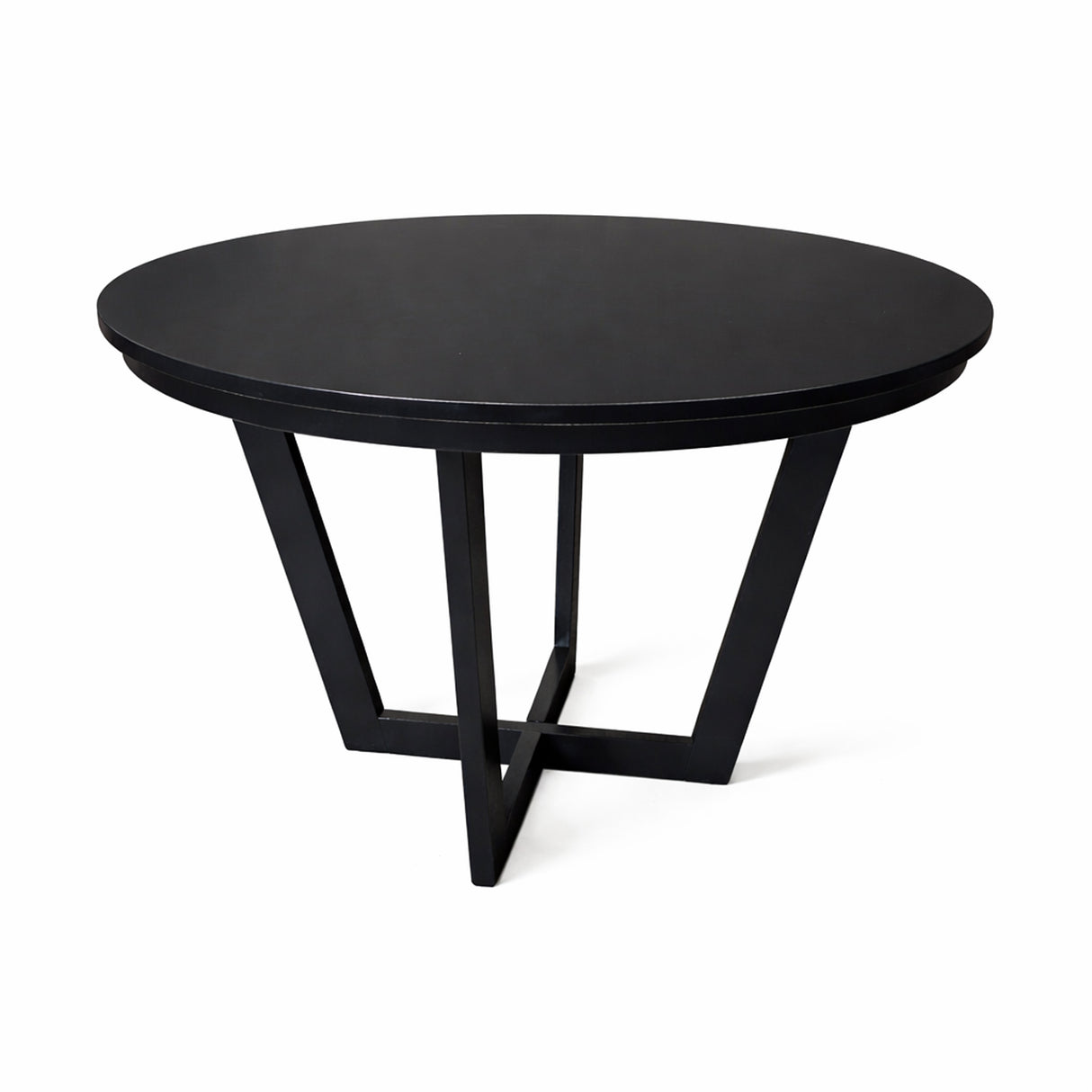 Modern 41.3 Inch Round Dining Table, Black Finish Solid Rubberwood