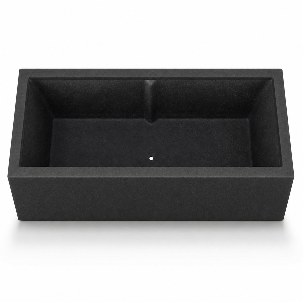 Smooth Rectangular Polystone Planter with Steel Trellis and Wheels, Black