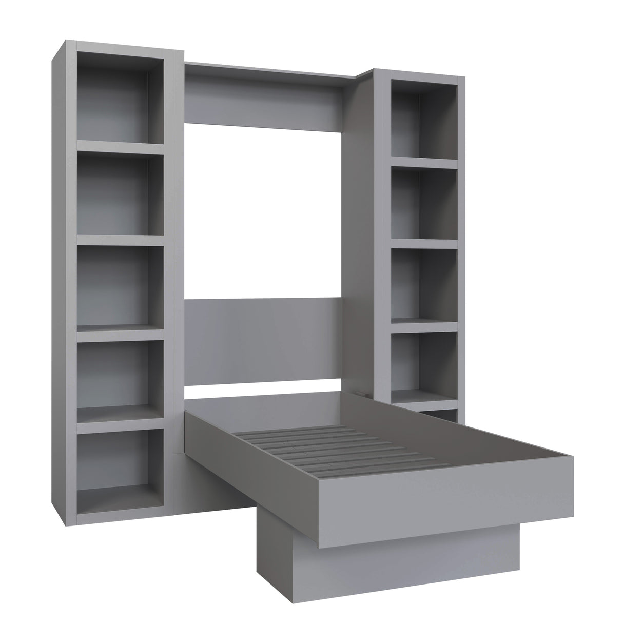 Grey Twin Murphy Bed with Bookshelves - Sharicks