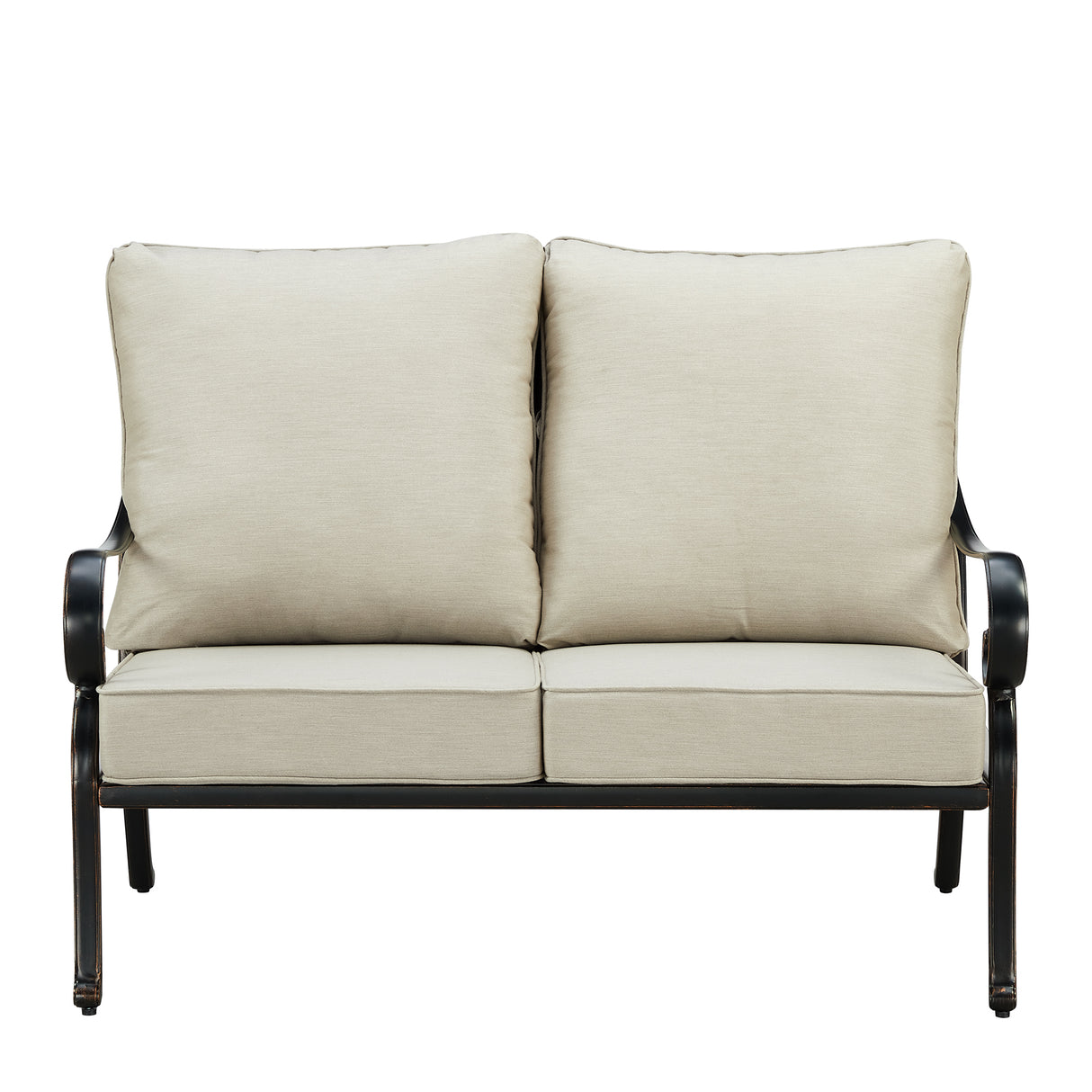 Black Aluminum Deep Seating Loveseat with Cushions - Sharicks