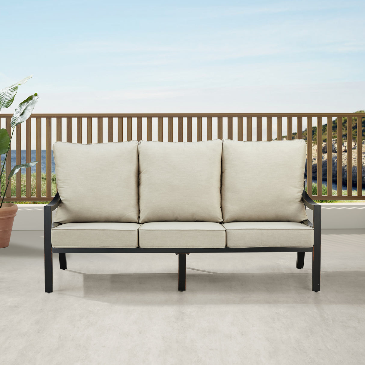 Black Aluminum Deep Seating Sofa with Cushions - Sharicks