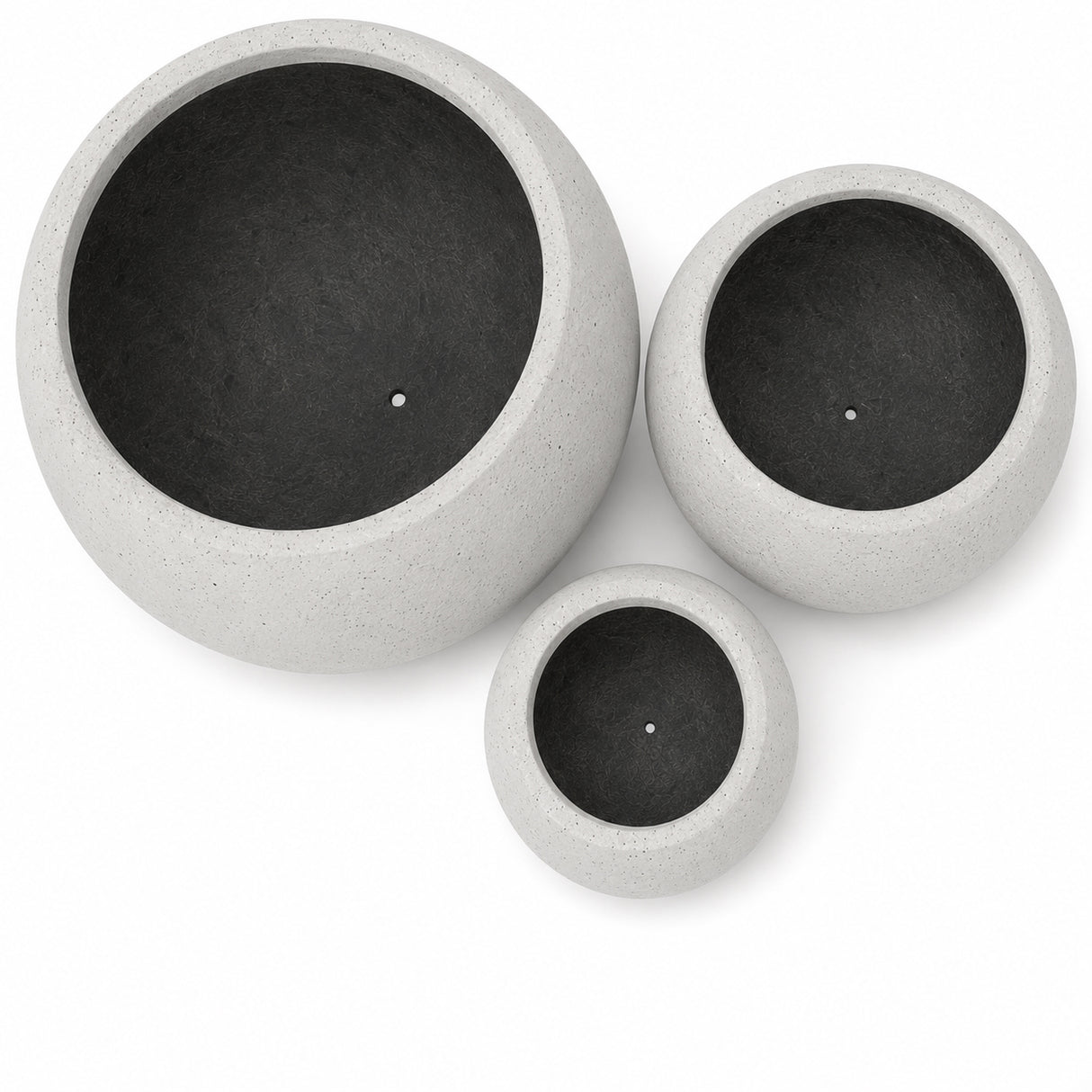 Set of 3 Smooth Round Polystone Indoor/Outdoor Planters, White