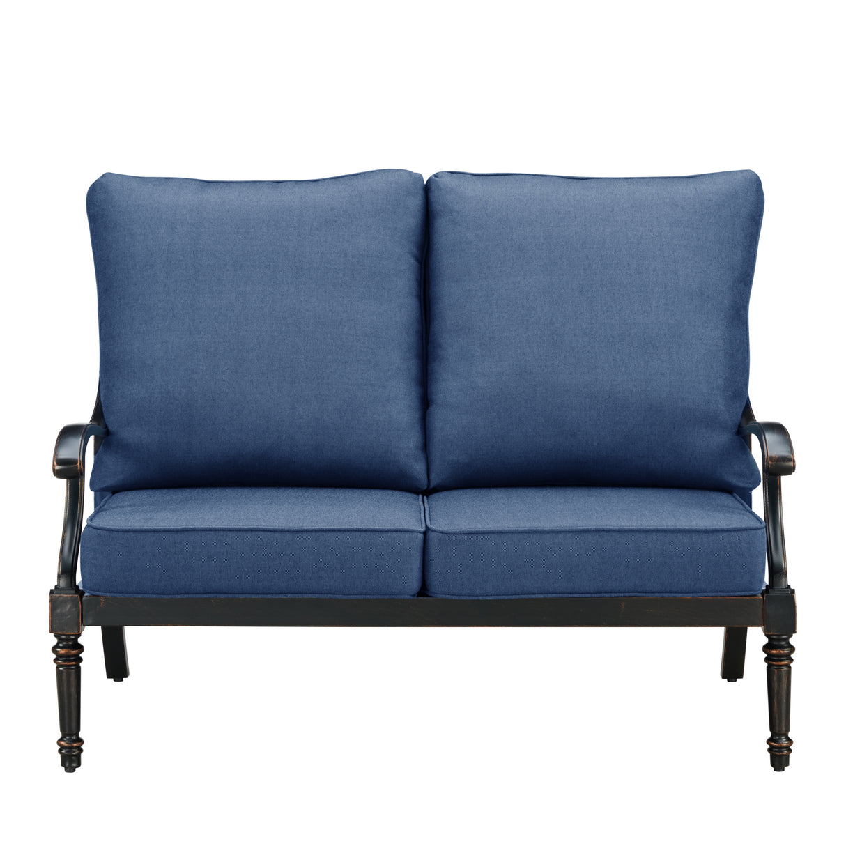 Black Aluminum Deep Seating Loveseat with Cushions - Sharicks