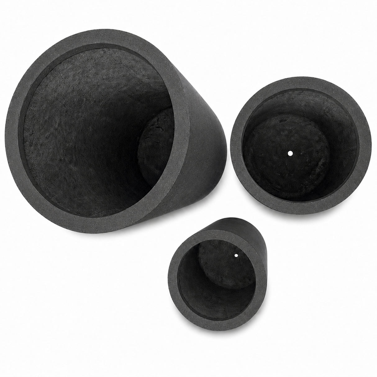Set of 3 Tall Cylinder Polystone Indoor/Outdoor Planters, Black