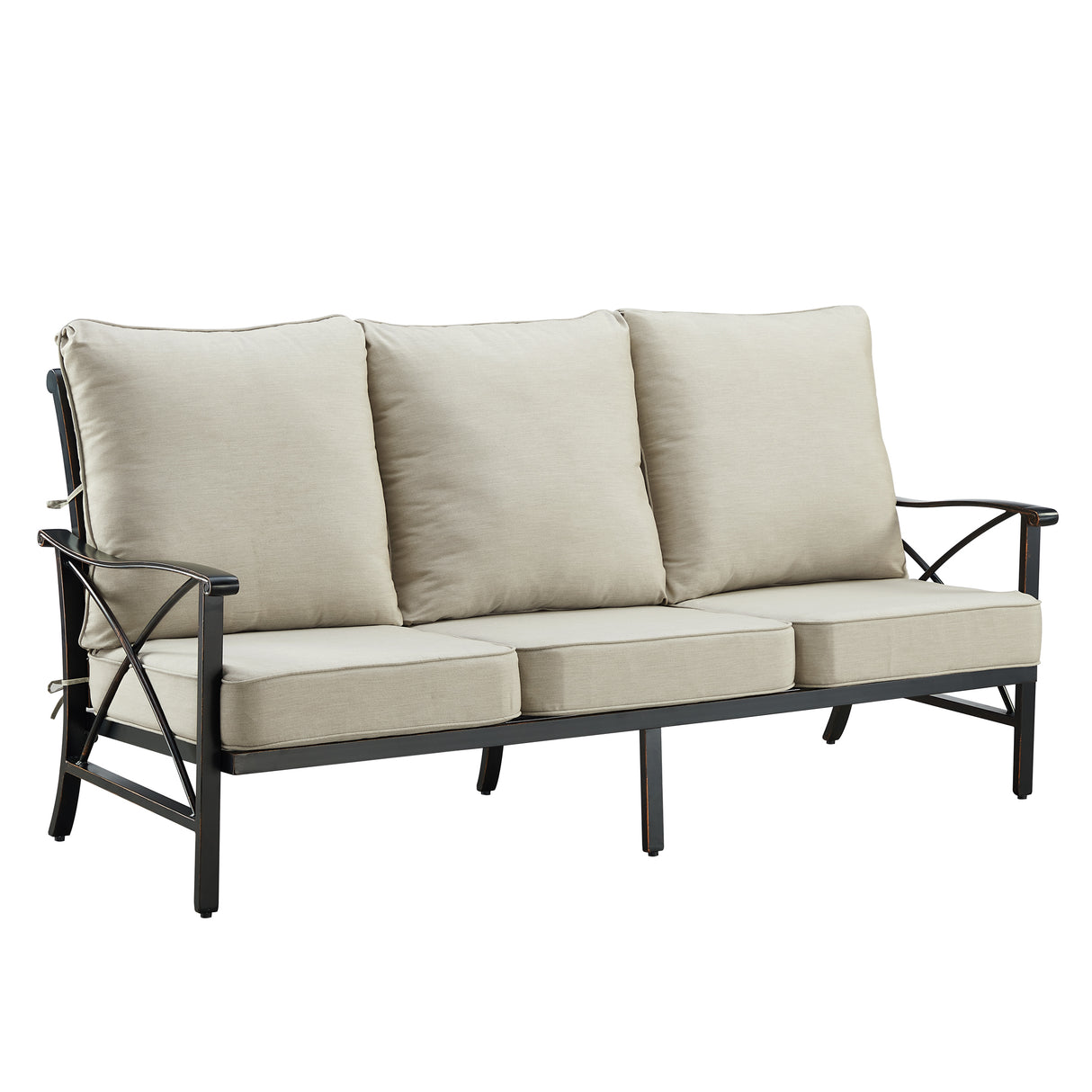 Black Aluminum Deep Seating Deep Seating Sofa with Cushions - Sharicks