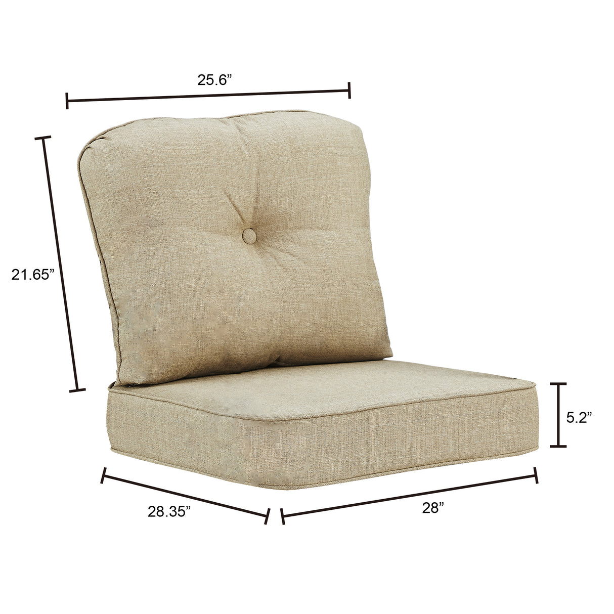 28 x 28 Outdoor Patio Deep Seating Cushion Set in Tan with Ties - Sharicks