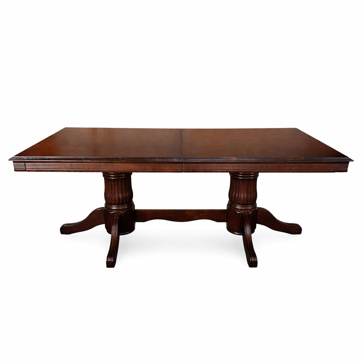 Traditional 118 Inch Rectangular Extendable Dining Table, Expresso Brown Finish Solid Rubberwood