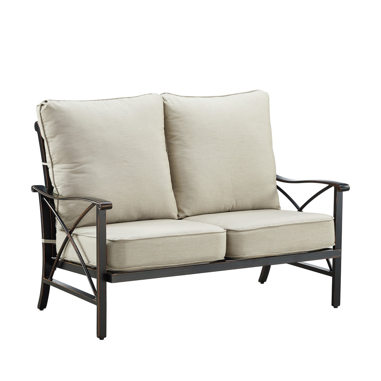 Black Aluminum Deep Seating Deep Seating Loveseat with Cushion with Cushions - Sharicks