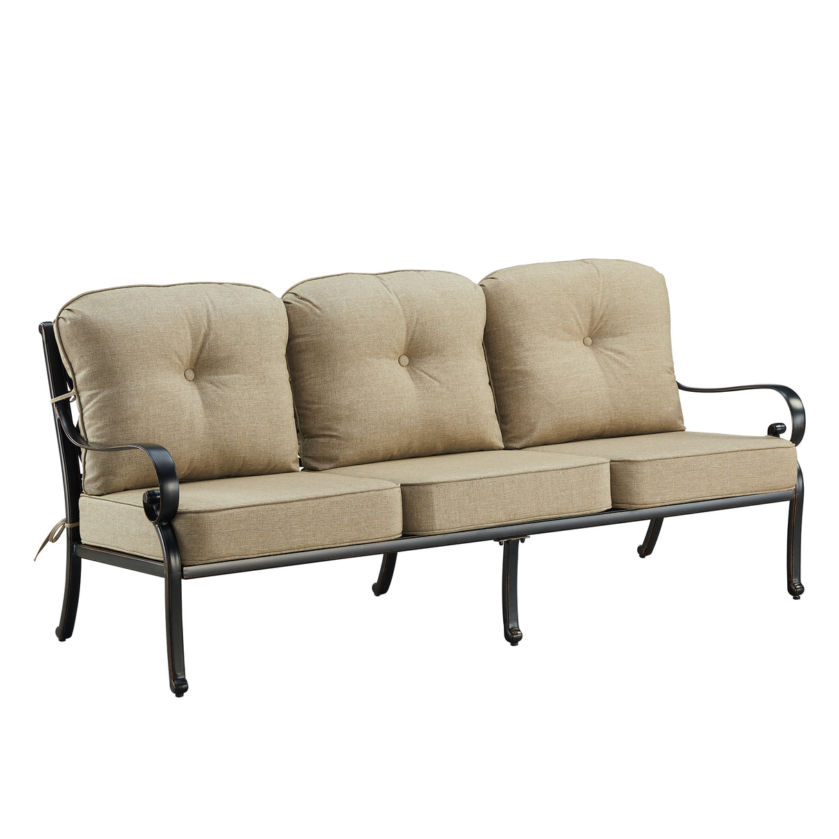 Black Aluminum Deep Seating Deep Seating Sofa with Cushion - Sharicks