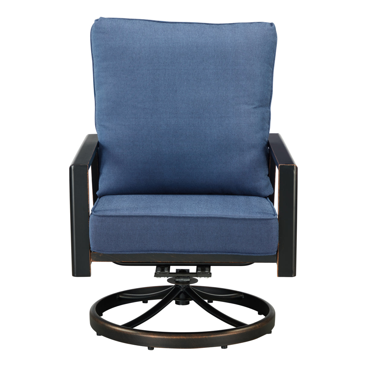 Pair of Black Aluminum Deep Seating Swivel Rocker Club Chairs with Cushions - Sharicks