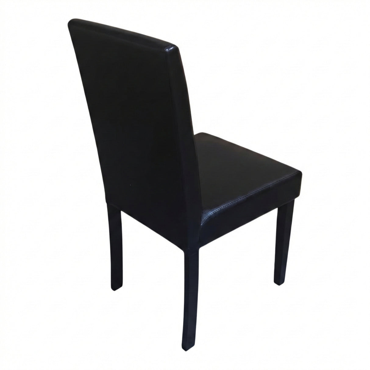 Modern Dining Chairs, Set of 2, Black Finish with Black PU Leather Upholstered Seats Solid Rubberwood