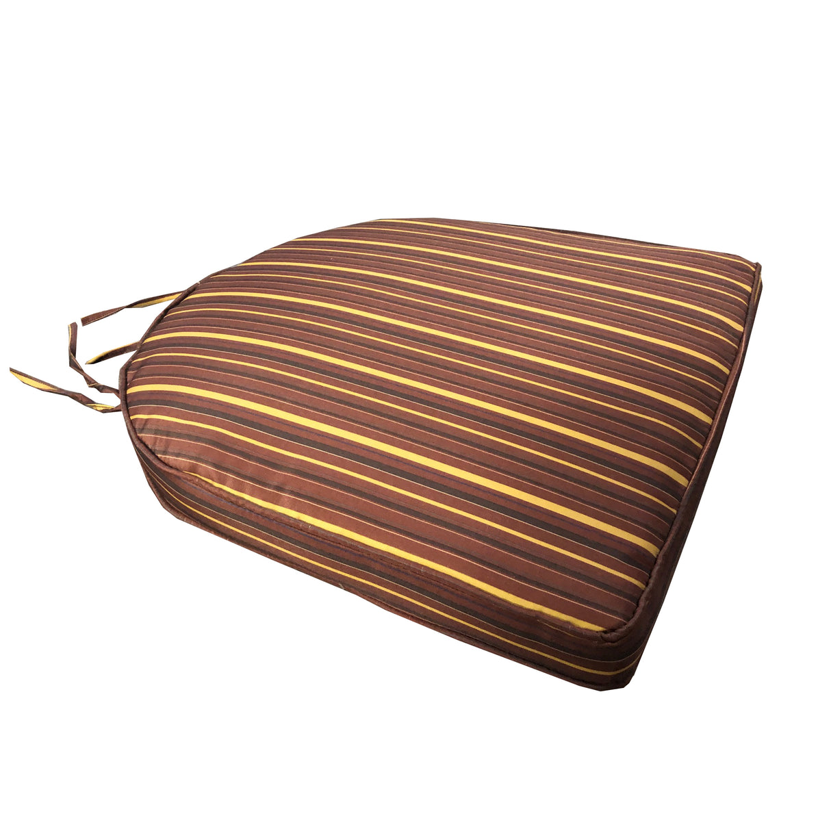 20 x 19 Outdoor Patio Dining Chair Cushion in Burgundy, Red and Yellow Stripes with Ties - Sharicks