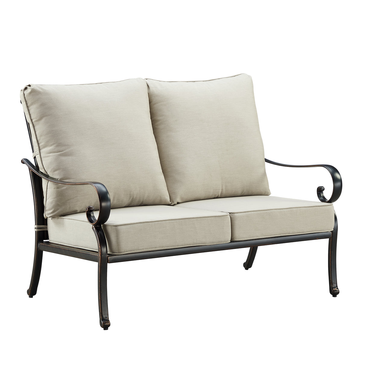 Black Aluminum Deep Seating Loveseat with Cushions - Sharicks