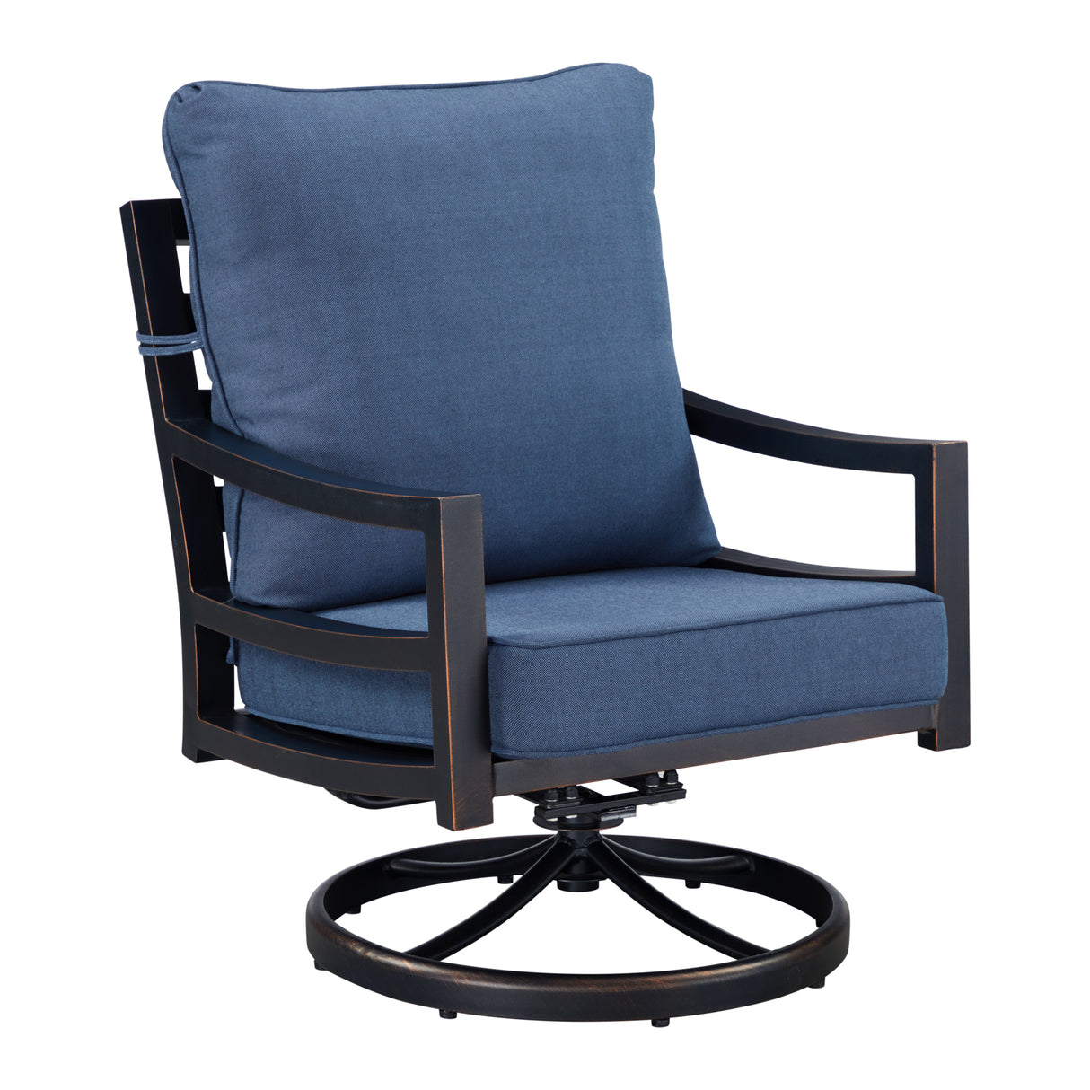 Pair of Black Aluminum Deep Seating Swivel Rocker Club Chairs with Cushions - Sharicks