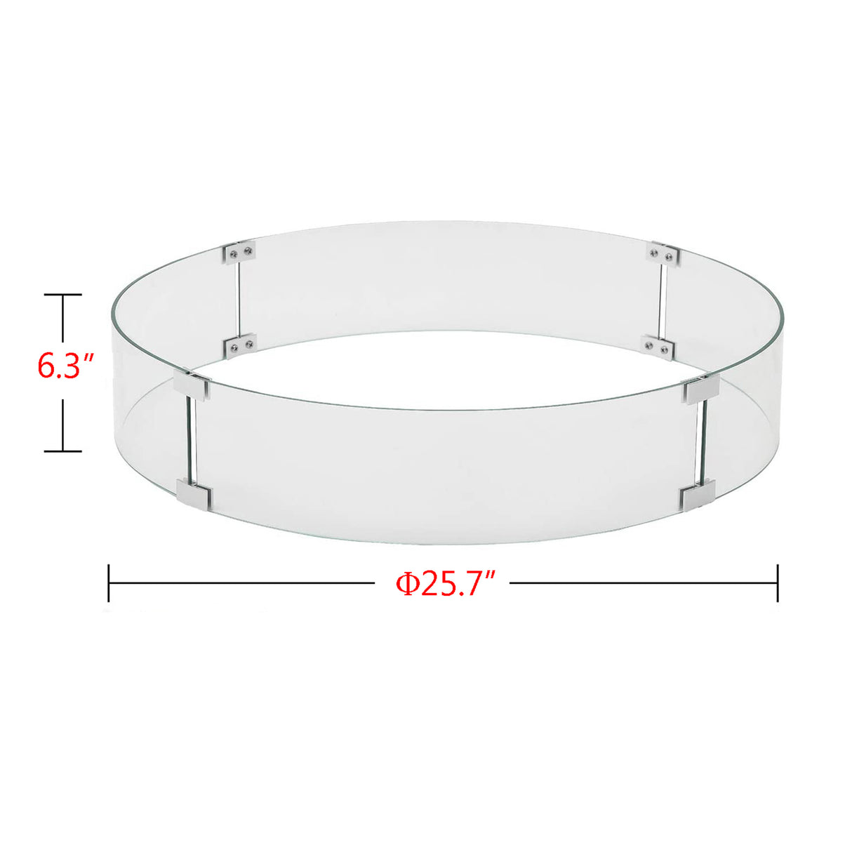 Round 25.7-in Tempered Glass Fire Table Windshield Flame Blocker - Sharicks
