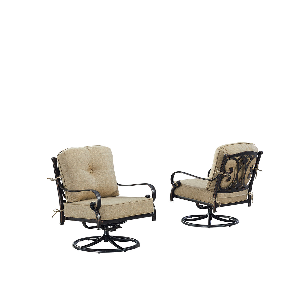Pair of Black Aluminum Deep Seating Swivel Rocker Club Chairs with Cushions - Sharicks