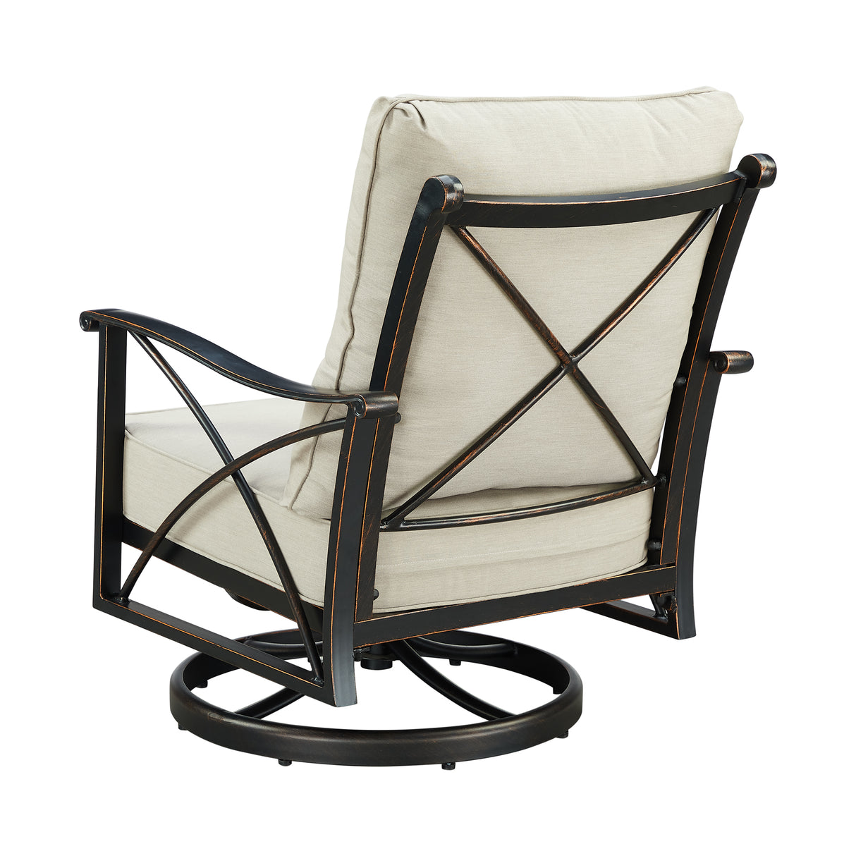 Pair of Black Aluminum Deep Seating Swivel Rocker Club Chairs with Cushions - Sharicks