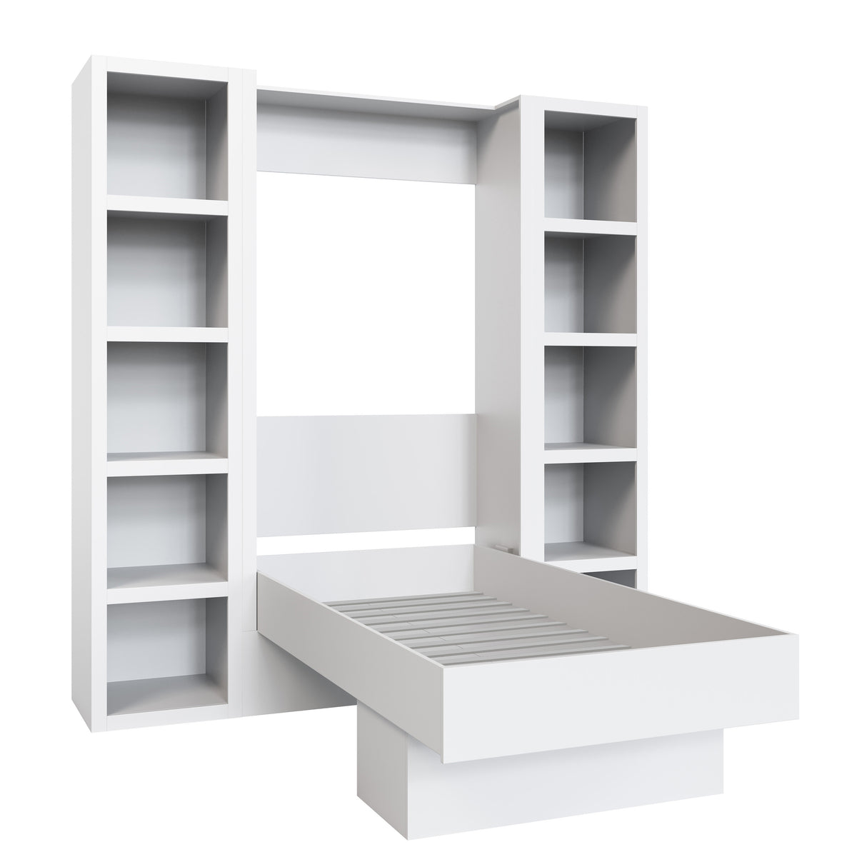 White Twin Murphy Bed with Bookshelves - Sharicks