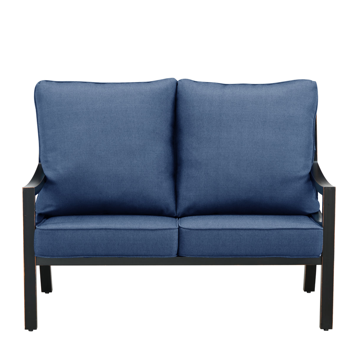 Black Aluminum Deep Seating Loveseat with Cushions - Sharicks