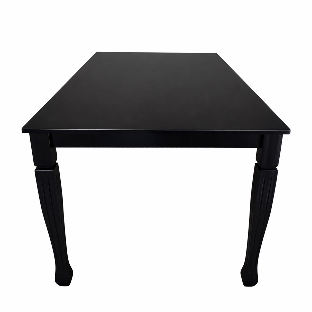 Traditional 63 Inch Rectangular Dining Table, Black Finish Solid Rubberwood