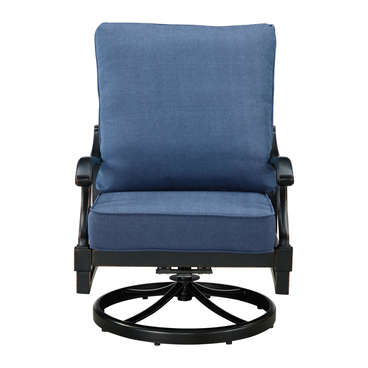 Pair of Black Aluminum Deep Seating Swivel Rocker Club Chairs with Cushions - Sharicks