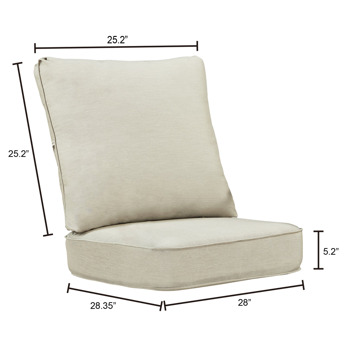 28 x 28 Outdoor Patio Deep Seating Cushion Set in Light Grey with Ties - Sharicks