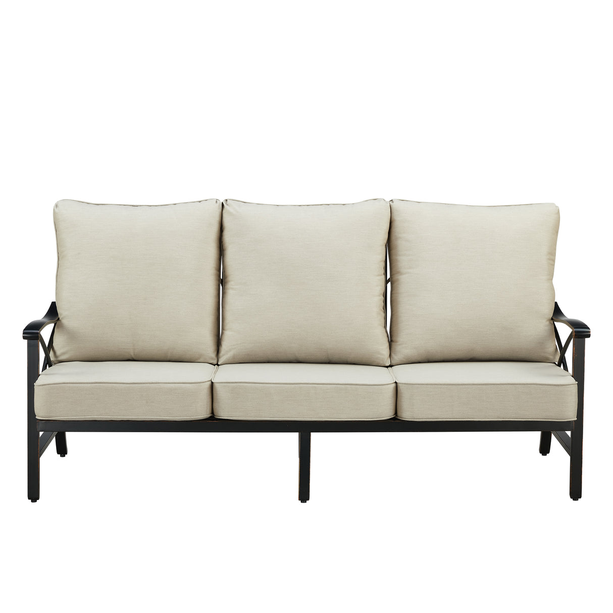 Black Aluminum Deep Seating Deep Seating Sofa with Cushions - Sharicks
