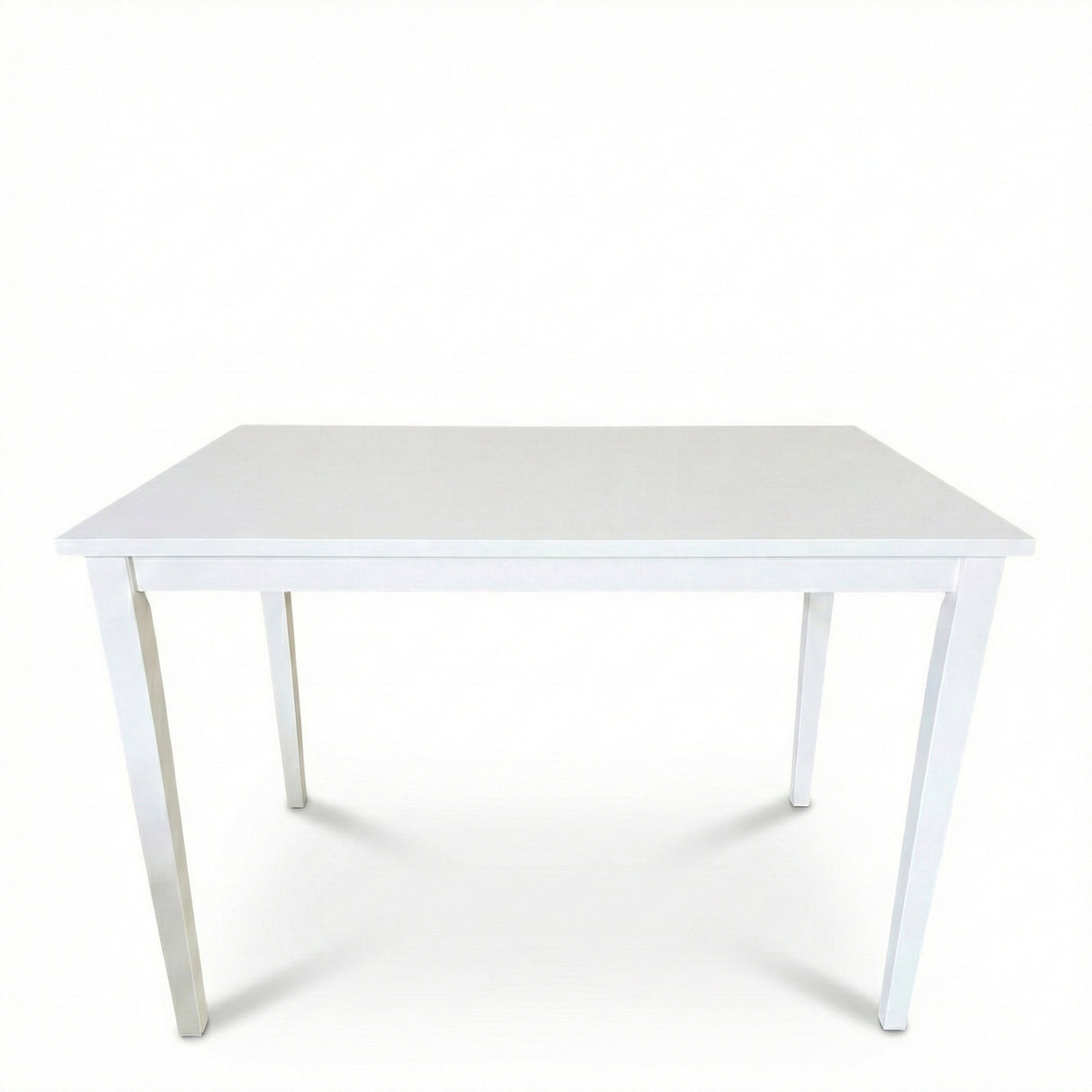 Modern 5-Piece 43.3 Inch Rectangular Dining Set, White Finish with Black PU Leather Upholstered Chairs, Solid Rubberwood