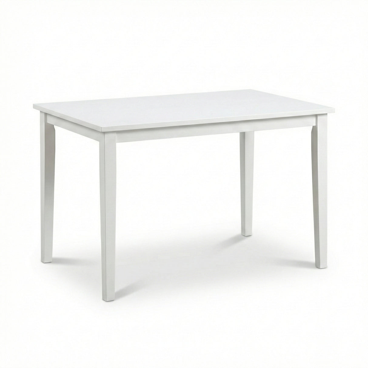 Modern 43.3 Inch Rectangular Dining Table, White Finish Solid Rubberwood