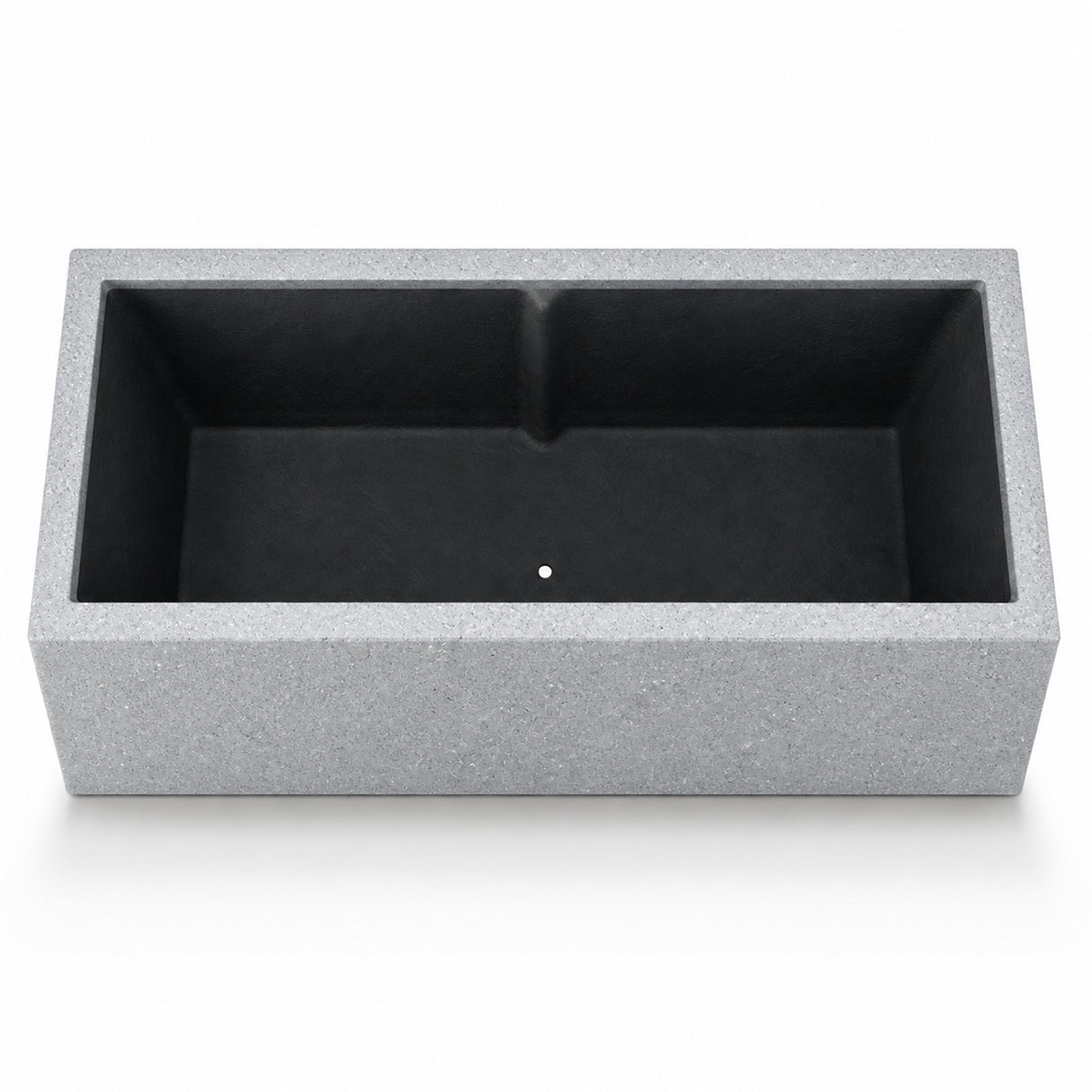 Smooth Rectangular Polystone Planter with Steel Trellis and Wheels, Gray