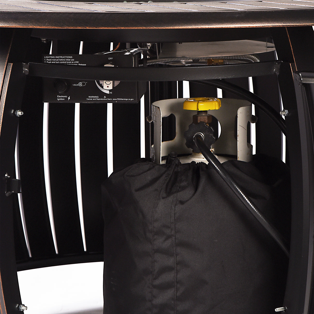 Black Aluminum Fire Table Set with Four Club Chairs - Sharicks