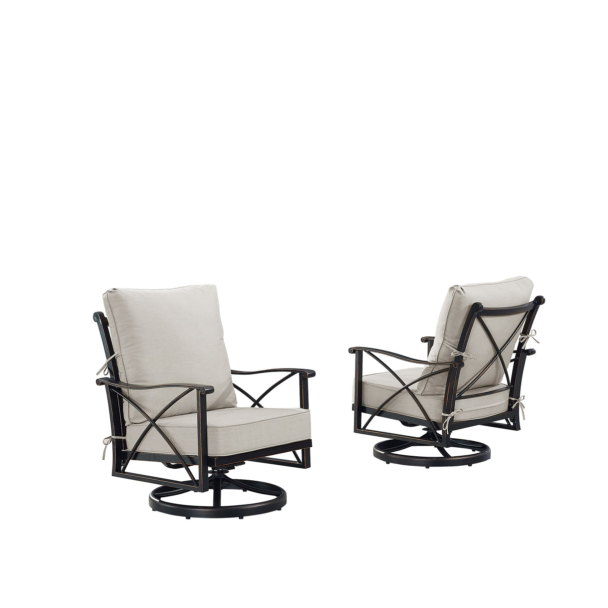 Pair of Black Aluminum Deep Seating Swivel Rocker Club Chairs with Cushions - Sharicks