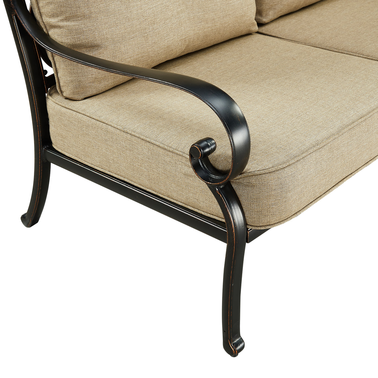 Black Aluminum Deep Seating Deep Seating Sofa with Cushion - Sharicks