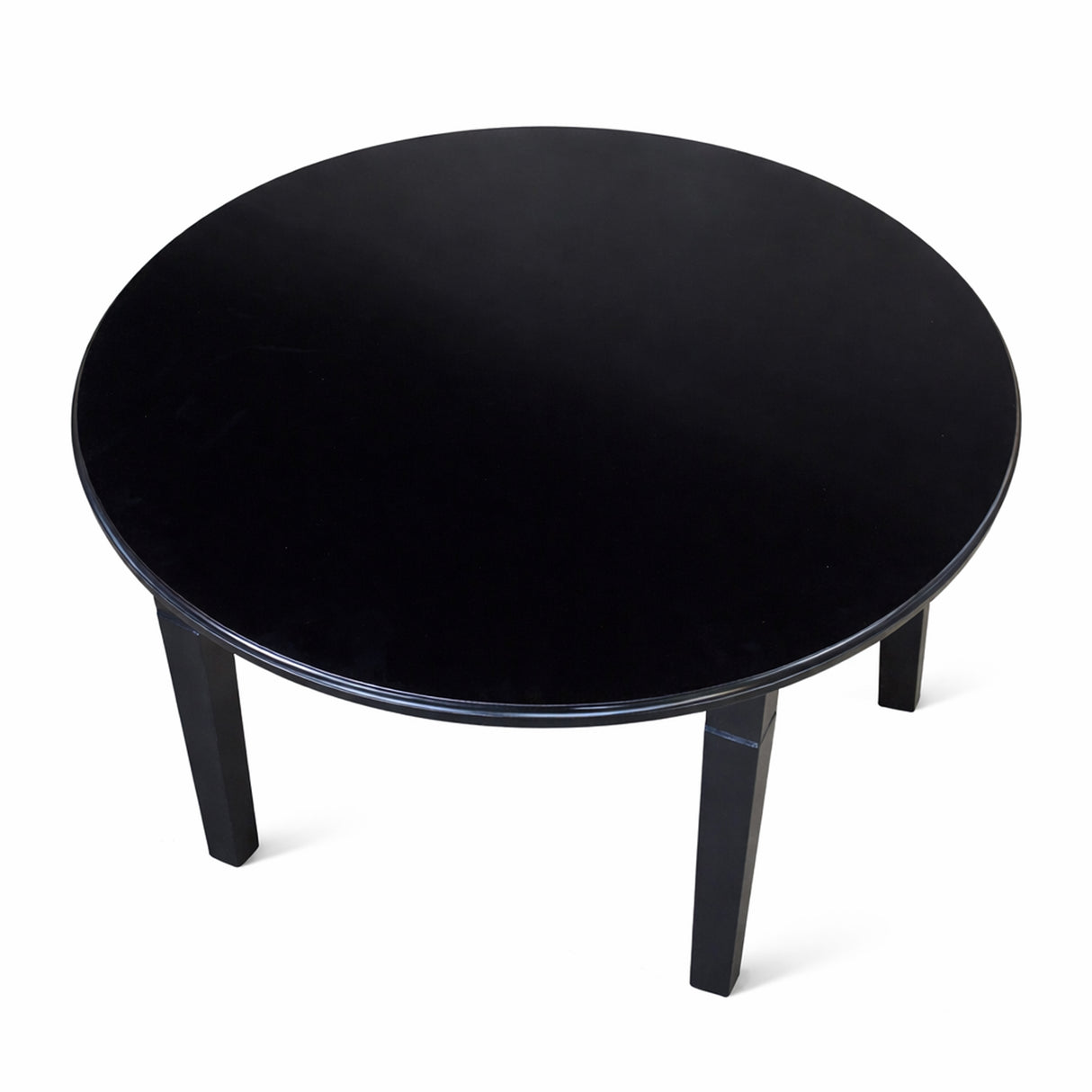 Modern 42 Inch Round Dining Table, Black Finish Solid Rubberwood